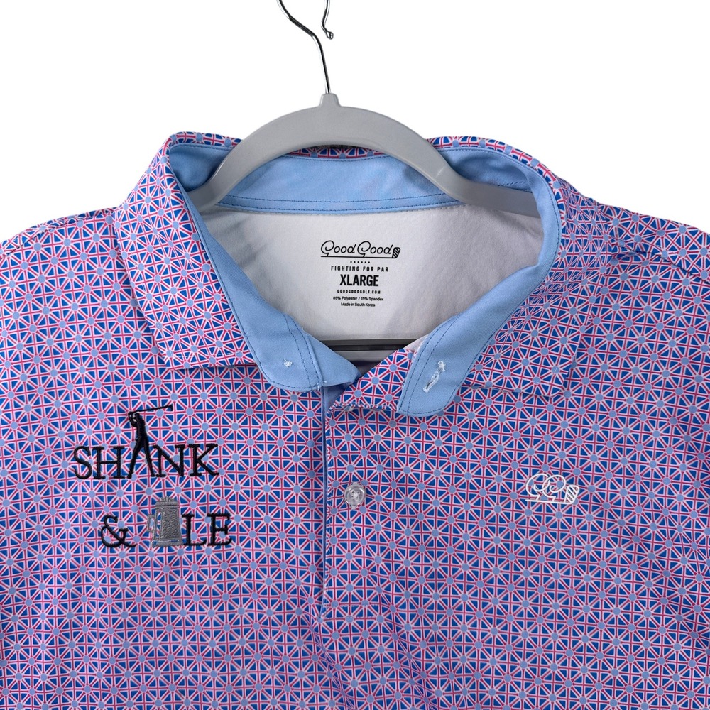 Good Good Polo Shirt Men‎ XL Purple Geometric Shank & Ale Performance Golf Short